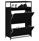 VidaXL Schoenenkast 75x34x112 cm bewerkt hout zwart
