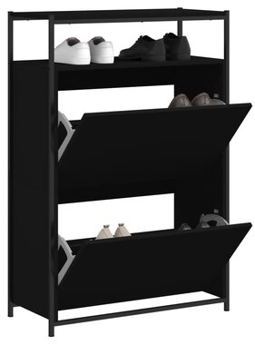 VidaXL Schoenenkast 75x34x112 cm bewerkt hout zwart