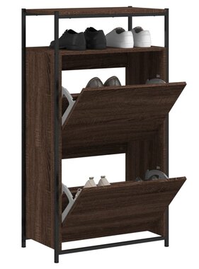 VidaXL Schoenenkast 60x34x112 cm bewerkt hout bruineikenkleurig