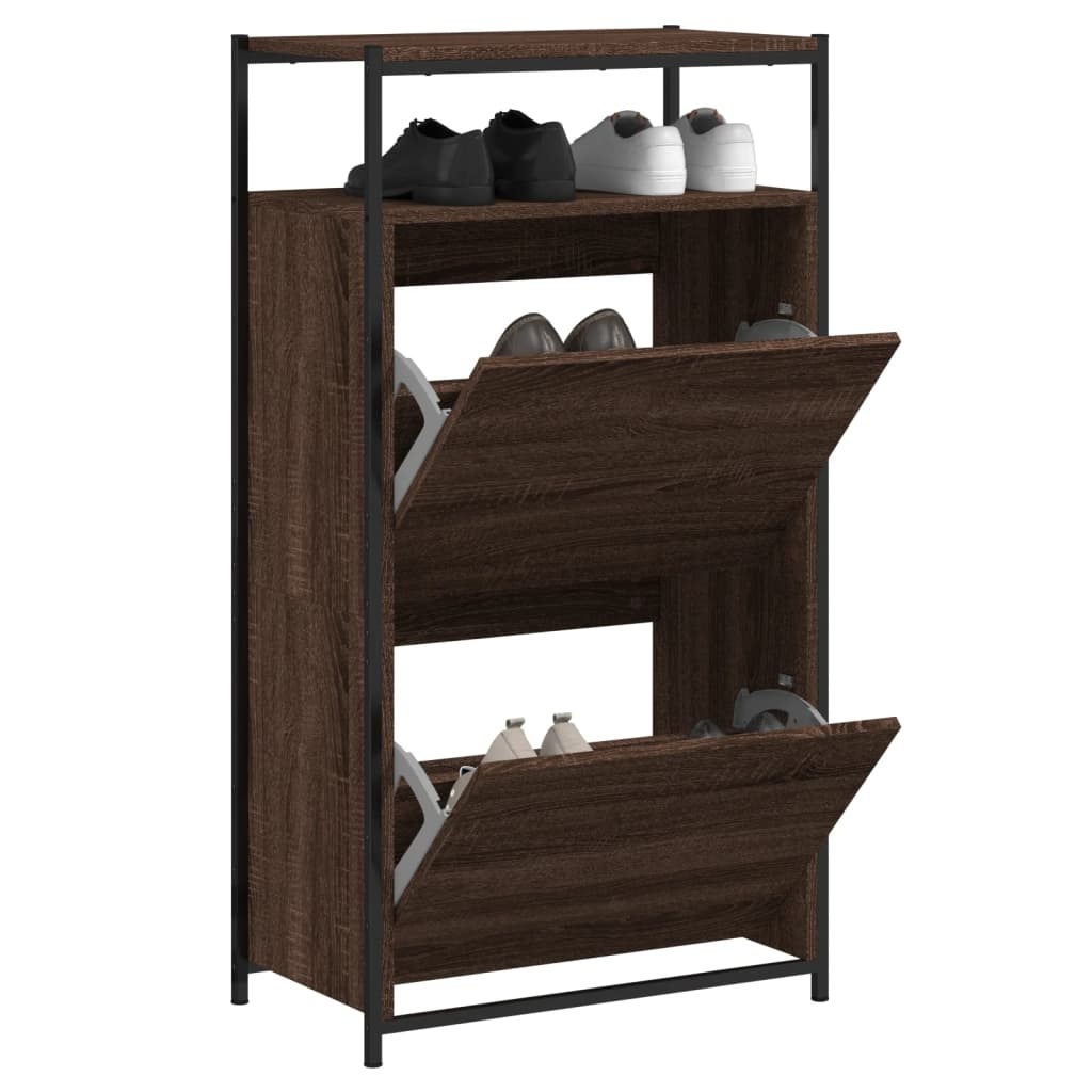 VidaXL Schoenenkast 60x34x112 cm bewerkt hout bruineikenkleurig