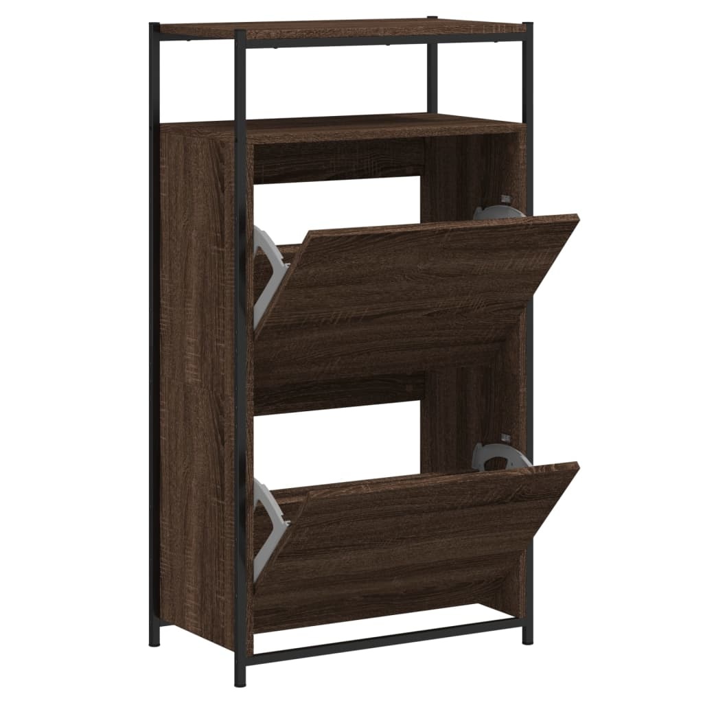 VidaXL Schoenenkast 60x34x112 cm bewerkt hout bruineikenkleurig