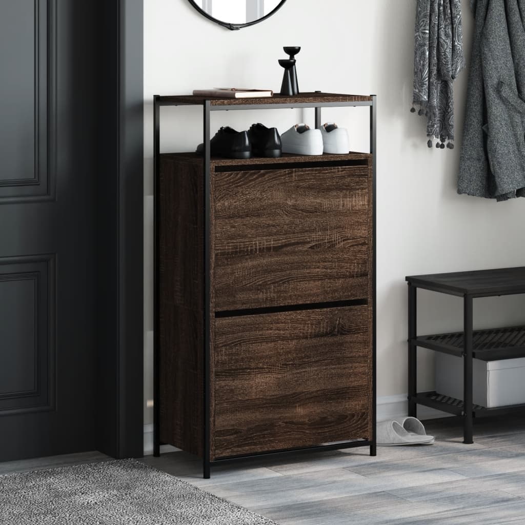 VidaXL Schoenenkast 60x34x112 cm bewerkt hout bruineikenkleurig