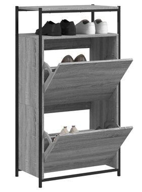 VidaXL Schoenenkast 60x34x112 cm bewerkt hout grijs sonoma eikenkleur