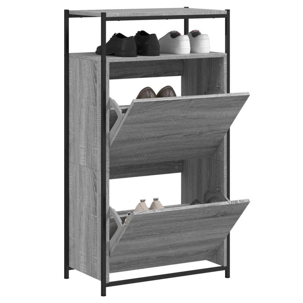 VidaXL Schoenenkast 60x34x112 cm bewerkt hout grijs sonoma eikenkleur