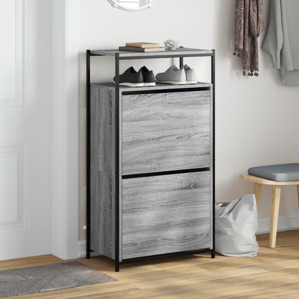 VidaXL Schoenenkast 60x34x112 cm bewerkt hout grijs sonoma eikenkleur
