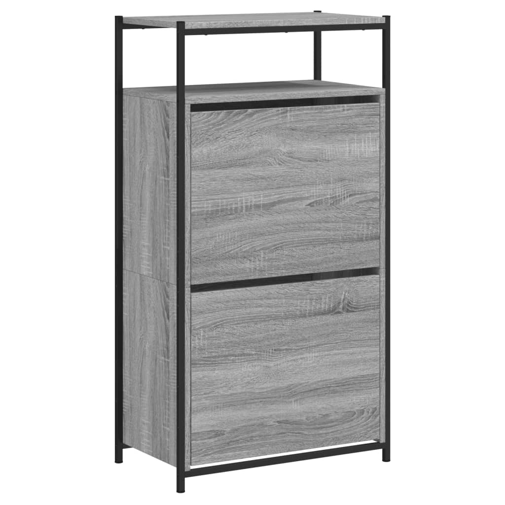 VidaXL Schoenenkast 60x34x112 cm bewerkt hout grijs sonoma eikenkleur
