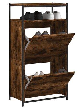 VidaXL Schoenenkast 60x34x112 cm bewerkt hout gerookt eikenkleurig