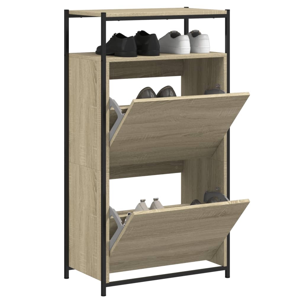 VidaXL Schoenenkast 60x34x112 cm bewerkt hout sonoma eikenkleurig