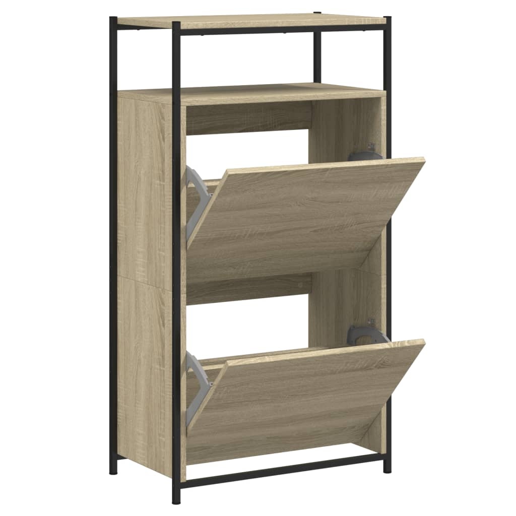 VidaXL Schoenenkast 60x34x112 cm bewerkt hout sonoma eikenkleurig
