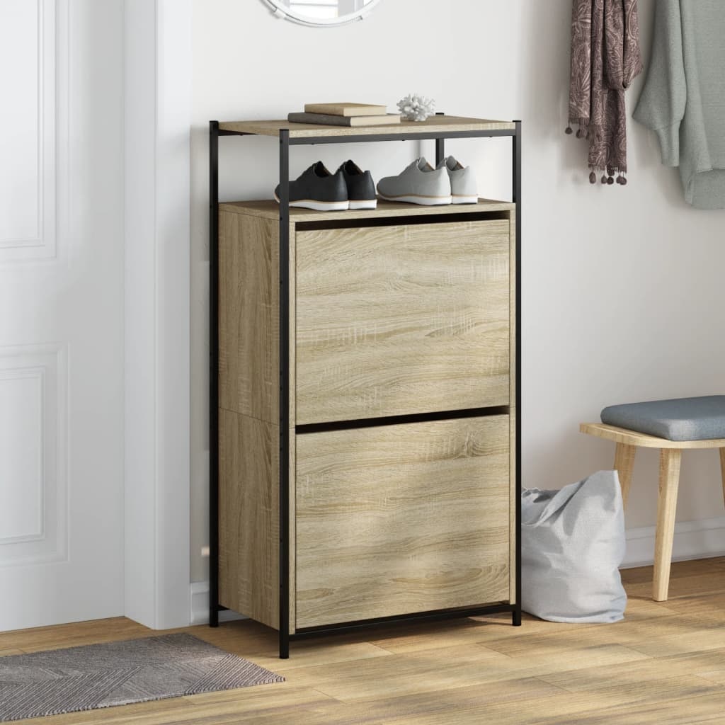 VidaXL Schoenenkast 60x34x112 cm bewerkt hout sonoma eikenkleurig