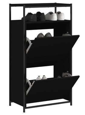 VidaXL Schoenenkast 60x34x112 cm bewerkt hout zwart