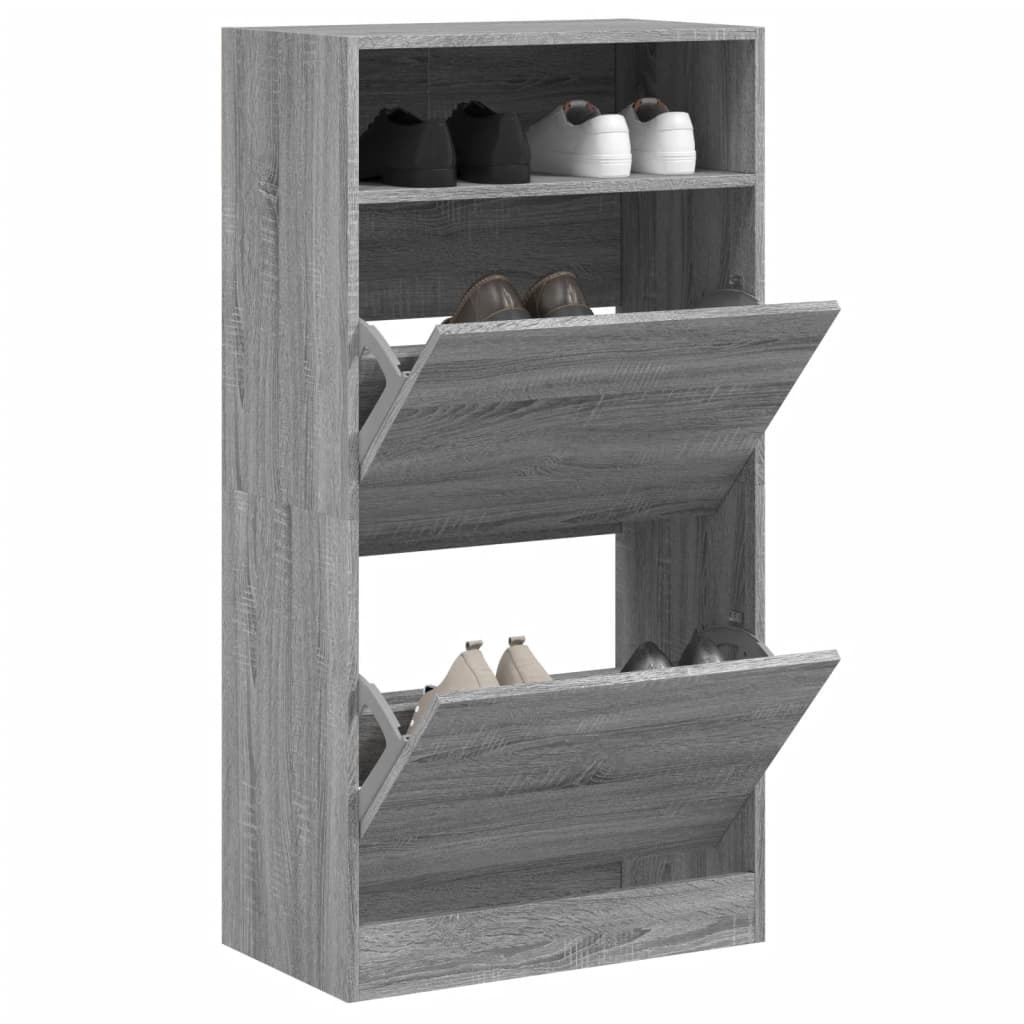 VidaXL Schoenenkast 60x34x116 cm bewerkt hout grijs sonoma eikenkleur