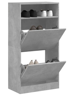 VidaXL Schoenenkast 60x34x116 cm bewerkt hout betongrijs