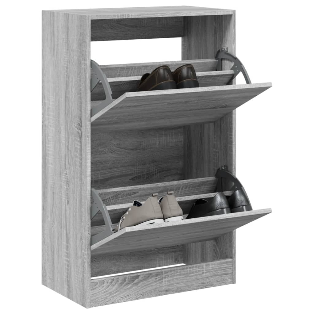 VidaXL Schoenenkast 60x34x96,5 cm bewerkt hout grijs sonoma eikenkleur