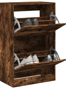 VidaXL Schoenenkast 60x34x96,5 cm bewerkt hout gerookt eikenkleurig