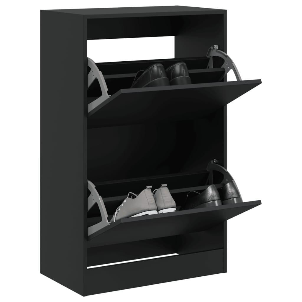 VidaXL Schoenenkast 60x34x96,5 cm bewerkt hout zwart