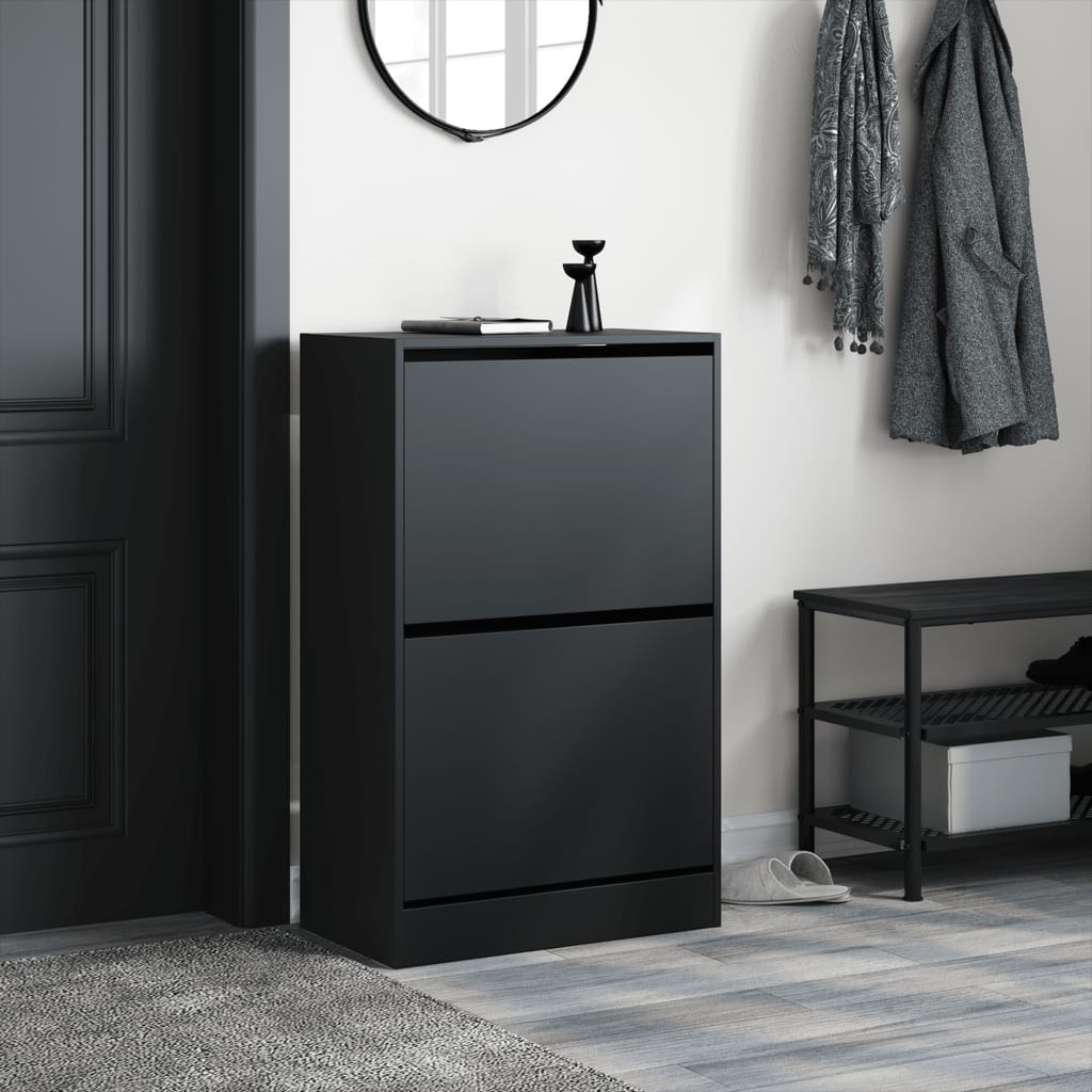 VidaXL Schoenenkast 60x34x96,5 cm bewerkt hout zwart