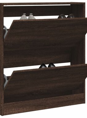vidaXL Schoenenkast 80x21x87,5 cm bewerkt hout bruineikenkleurig
