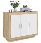 vidaXL Dressoir 92x35x75 cm bewerkt hout wit en sonoma eikenkleurig