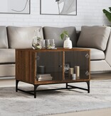 VidaXL Salontafel met glazen deuren 68,5x50x50 cm gerookt eikenkleurig