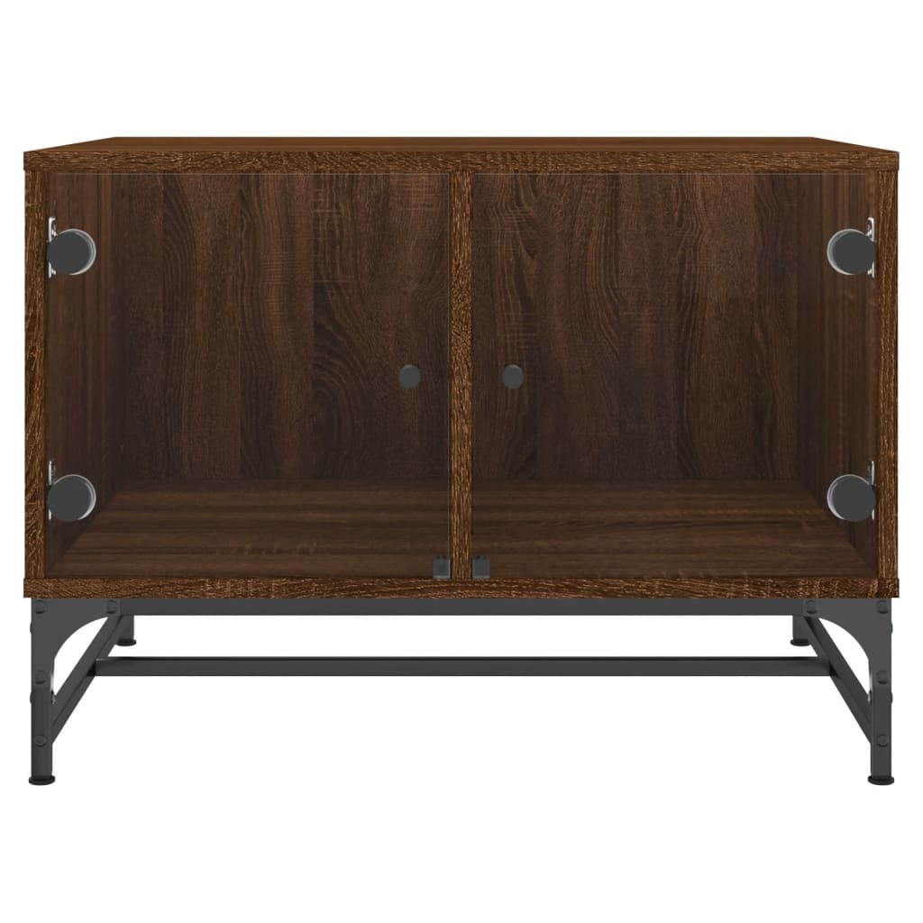 VidaXL Salontafel met glazen deuren 68,5x50x50 cm gerookt eikenkleurig