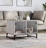 VidaXL Salontafel met glazen deuren 68,5x50x50 cm grijs sonoma eiken