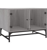 VidaXL Salontafel met glazen deuren 68,5x50x50 cm grijs sonoma eiken