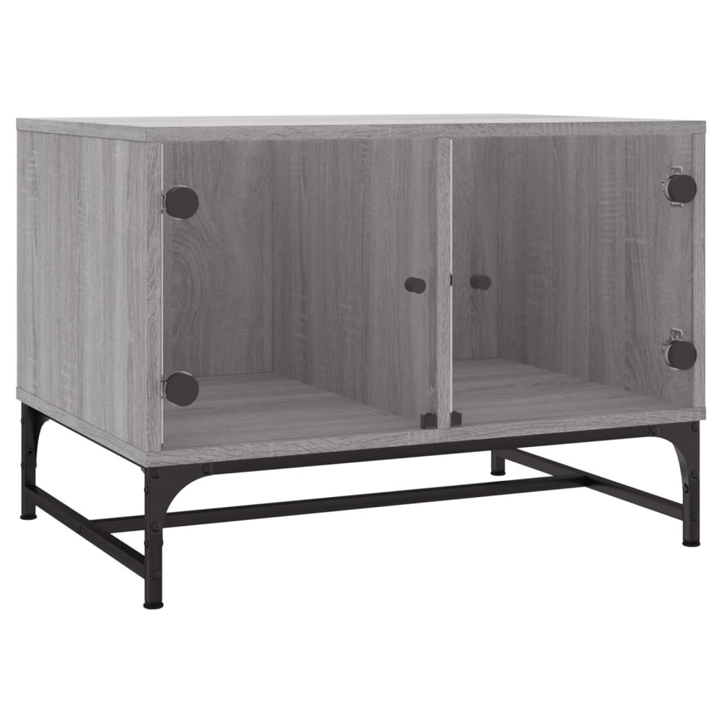 VidaXL Salontafel met glazen deuren 68,5x50x50 cm grijs sonoma eiken
