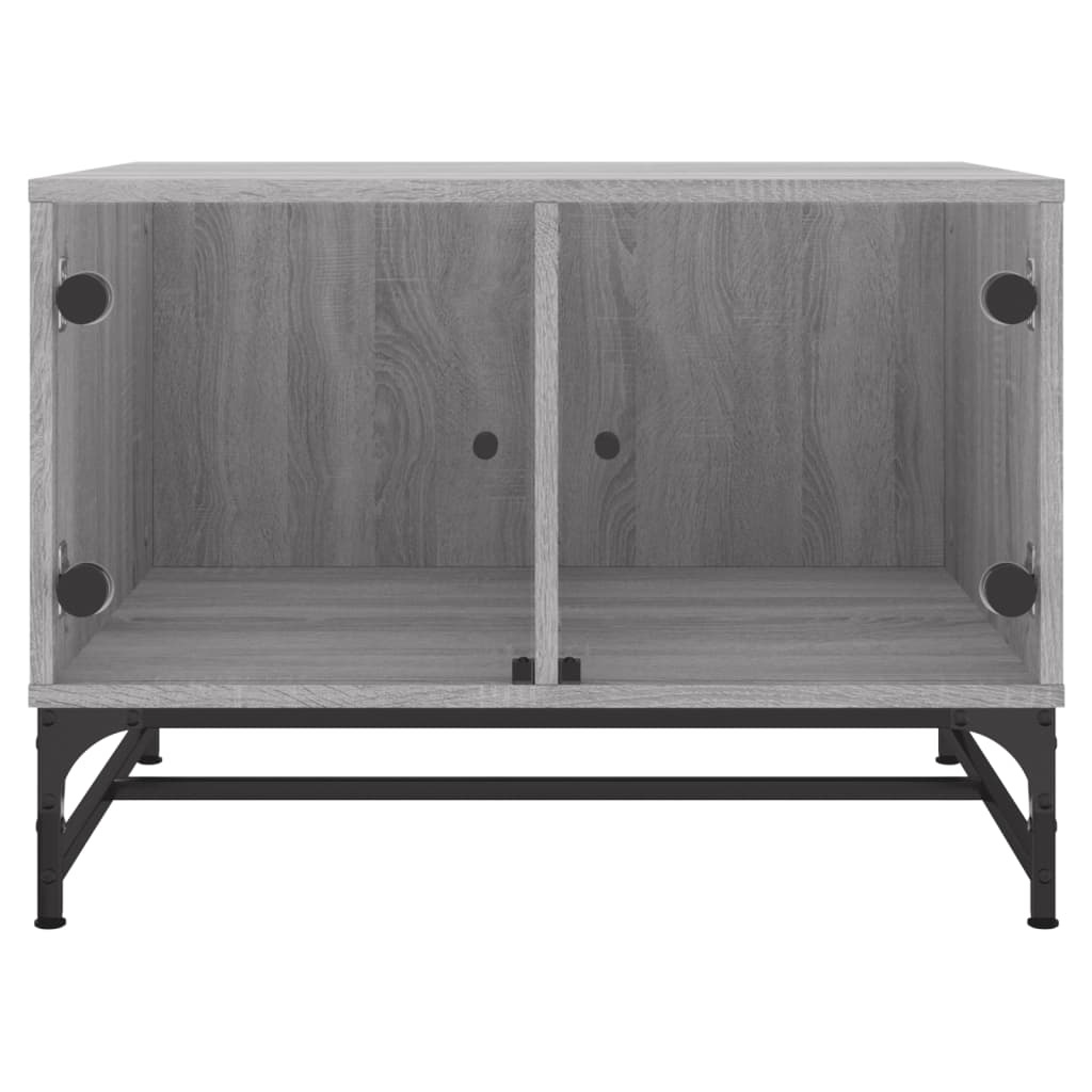 VidaXL Salontafel met glazen deuren 68,5x50x50 cm grijs sonoma eiken