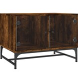 VidaXL Salontafel met glazen deuren 68,5x50x50 cm gerookt eikenkleurig
