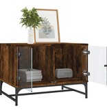 VidaXL Salontafel met glazen deuren 68,5x50x50 cm gerookt eikenkleurig