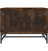 VidaXL Salontafel met glazen deuren 68,5x50x50 cm gerookt eikenkleurig