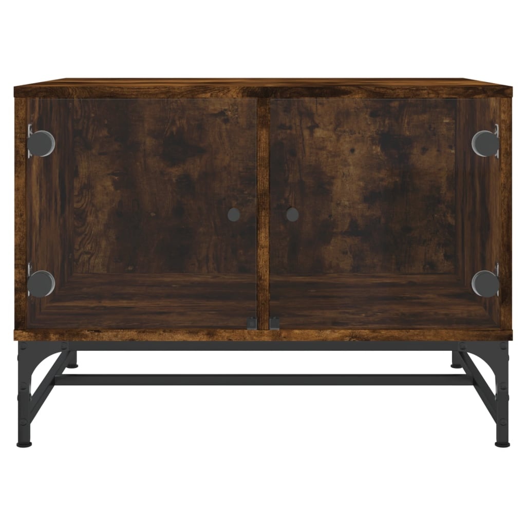 VidaXL Salontafel met glazen deuren 68,5x50x50 cm gerookt eikenkleurig