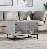 VidaXL Salontafel met glazen deuren 68,5x50x50 cm betongrijs
