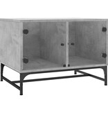 VidaXL Salontafel met glazen deuren 68,5x50x50 cm betongrijs