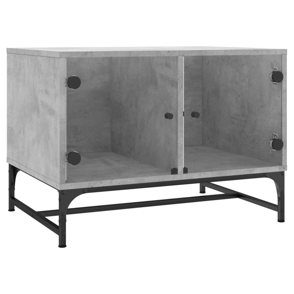 VidaXL Salontafel met glazen deuren 68,5x50x50 cm betongrijs