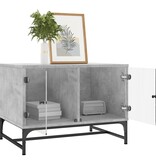 VidaXL Salontafel met glazen deuren 68,5x50x50 cm betongrijs