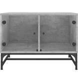 VidaXL Salontafel met glazen deuren 68,5x50x50 cm betongrijs