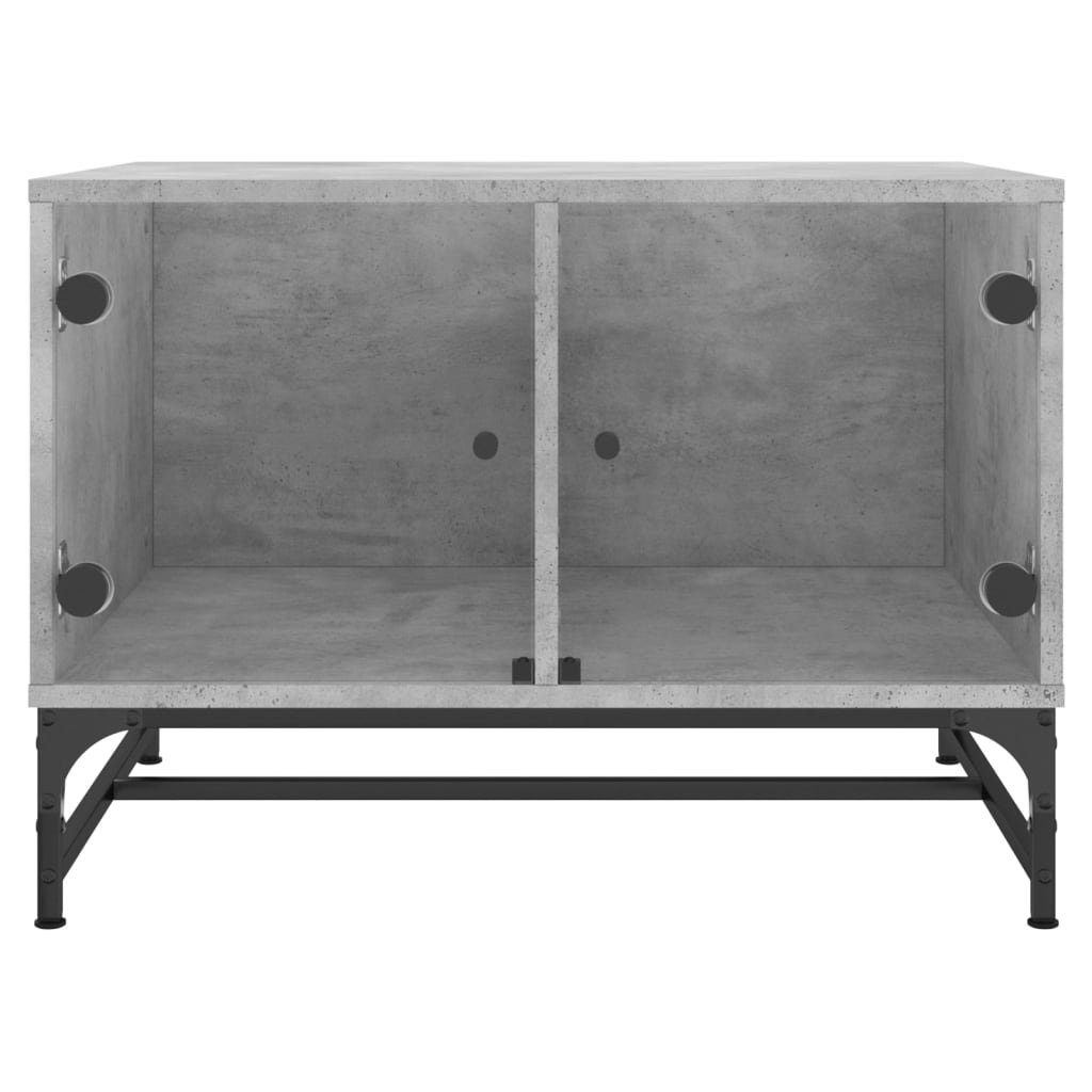 VidaXL Salontafel met glazen deuren 68,5x50x50 cm betongrijs