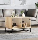 VidaXL Salontafel met glazen deuren 68,5x50x50 cm sonoma eikenkleurig