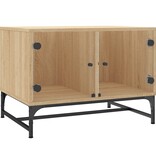 VidaXL Salontafel met glazen deuren 68,5x50x50 cm sonoma eikenkleurig