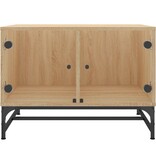 VidaXL Salontafel met glazen deuren 68,5x50x50 cm sonoma eikenkleurig