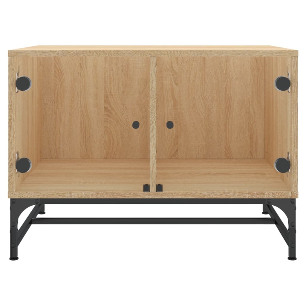 VidaXL Salontafel met glazen deuren 68,5x50x50 cm sonoma eikenkleurig