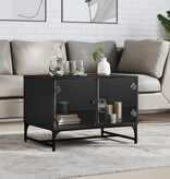 VidaXL Salontafel met glazen deuren 68,5x50x50 cm zwart