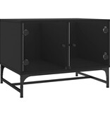 VidaXL Salontafel met glazen deuren 68,5x50x50 cm zwart
