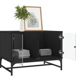 VidaXL Salontafel met glazen deuren 68,5x50x50 cm zwart
