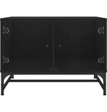 VidaXL Salontafel met glazen deuren 68,5x50x50 cm zwart