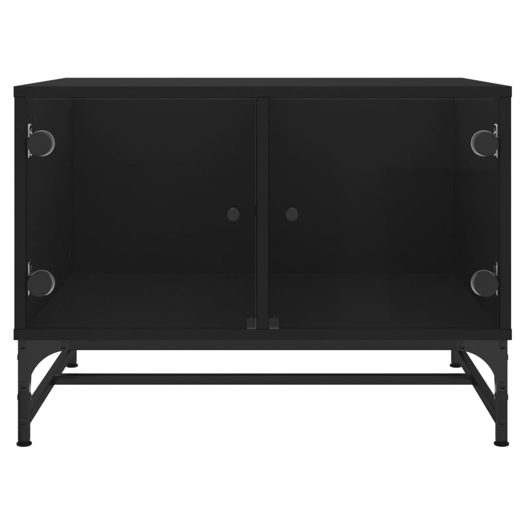 VidaXL Salontafel met glazen deuren 68,5x50x50 cm zwart