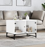 VidaXL Salontafel met glazen deuren 68,5x50x50 cm wit