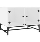 VidaXL Salontafel met glazen deuren 68,5x50x50 cm wit